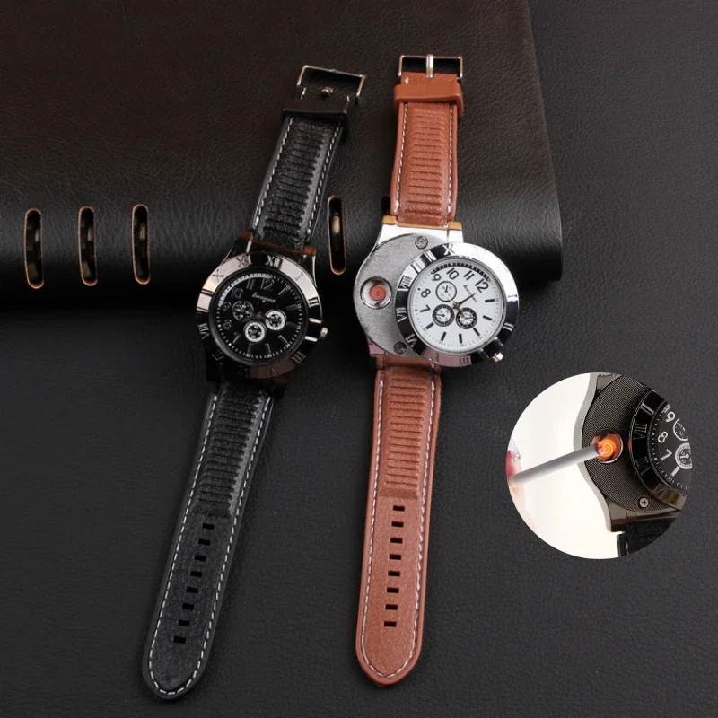 

Personalized High-end Watch Charging Lighter USB Metal Men's Watch Portable Cigarette Lighter To Give as a Gift To Friends