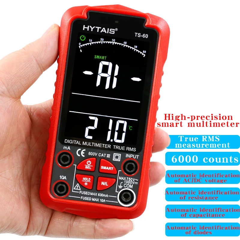 Fully Automatic Mini Multimeter with Auto Recognition of AC/DC Voltage, Resistance, Capacitance, Diodes, and Continuity Beep