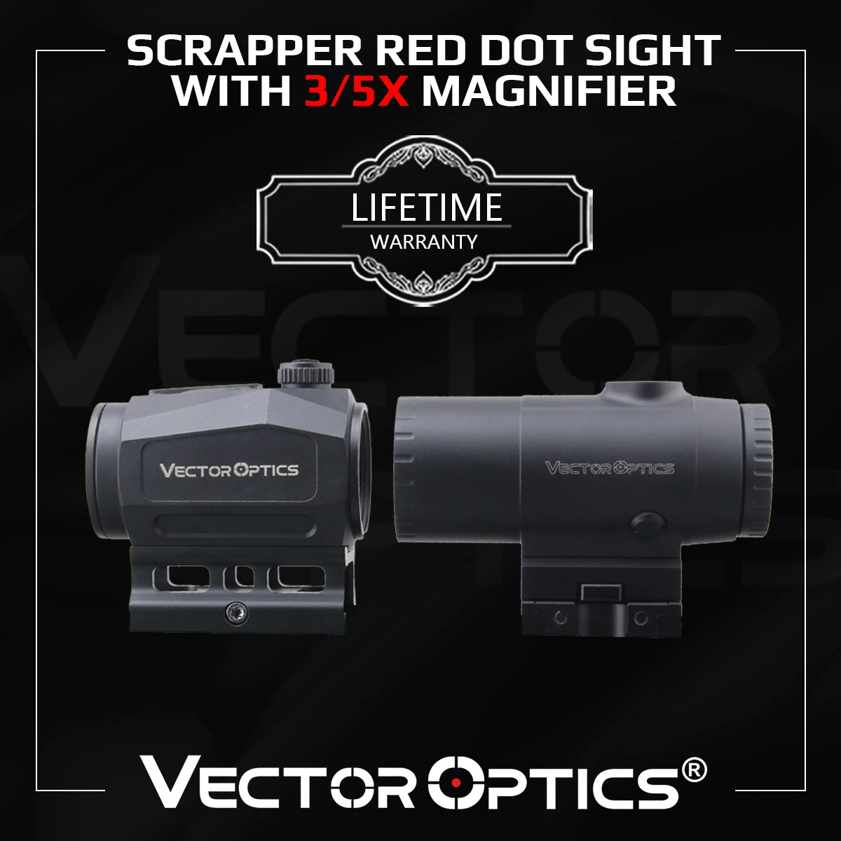 Vector Optics Scrapper Red Dot Sight With 3/5X Paragon Magnifier 2MOA Dot Size IPX6 Water Proof Fit AR 15 .308 Lifetime Warranty