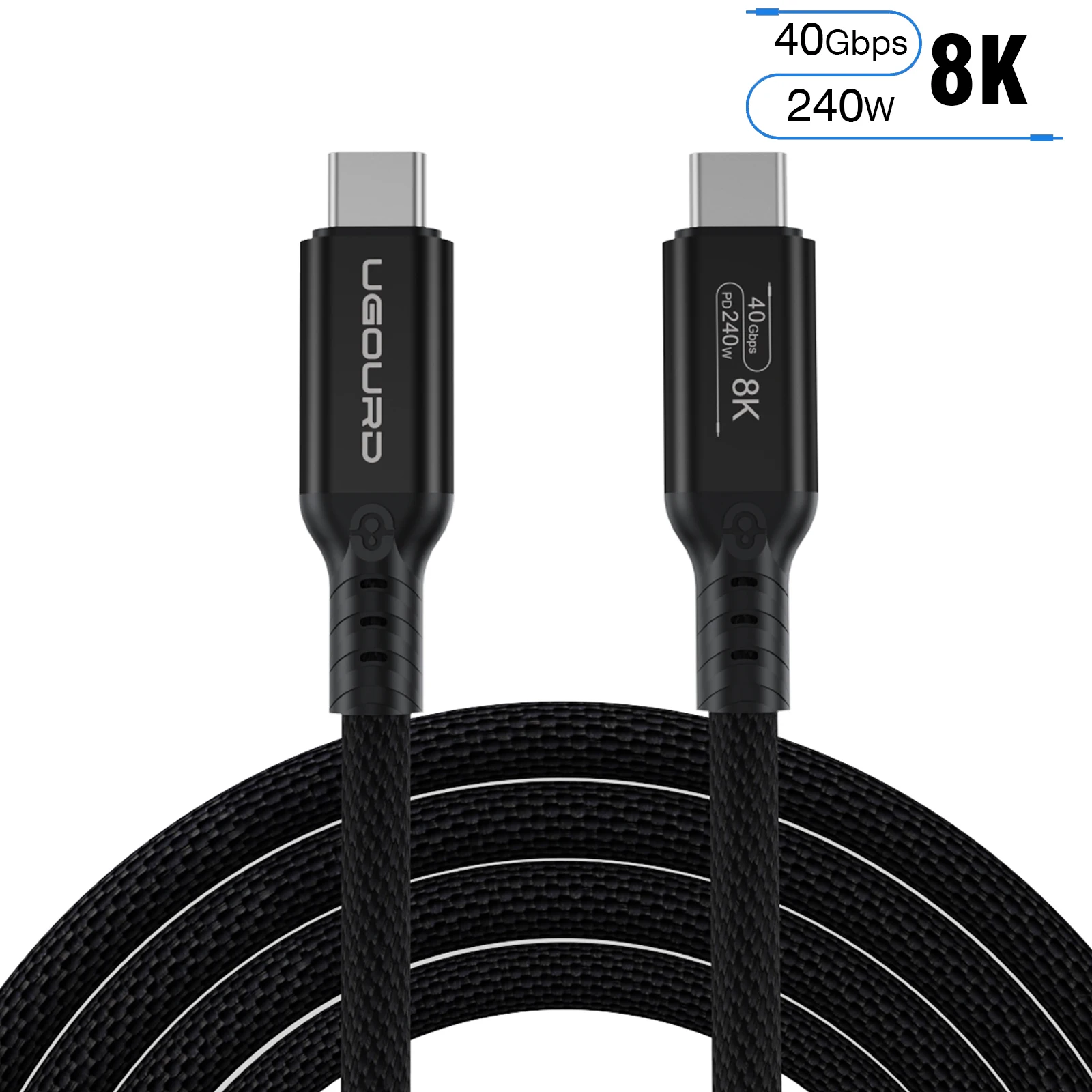 UGOURD USB 4 Thunderbolt 4 Type C Kabel 40Gbps 240W Snelladen Voor Laptops EGPU Telefoon 8K 60HZ UHD Videokabel