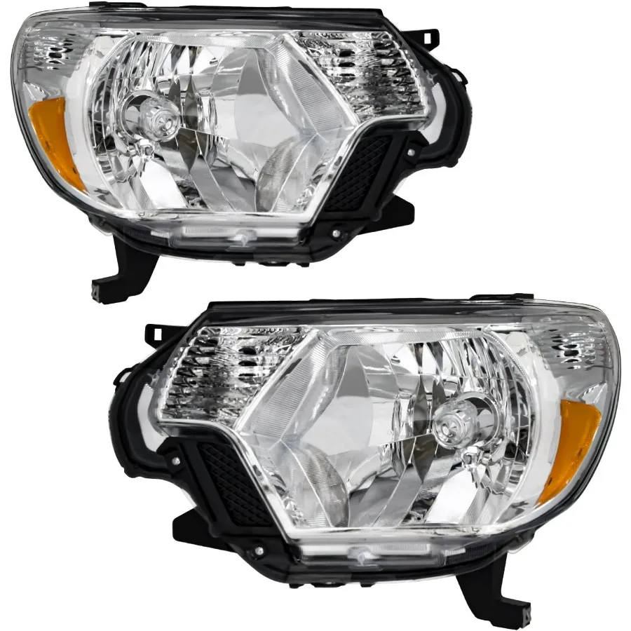 

Замена фары в сборе для 2012-2013 2014 2015, стороны водителя и пассажира Tacoma с хромированным корпусом и янтарным отражателем