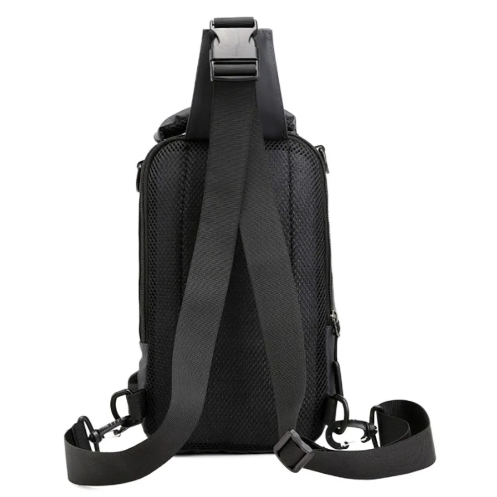 بسيطة متعددة جيوب الرجال حقيبة صدر للرجال USB شحن النايلون حقيبة كتف رياضية متعددة الوظائف بلون حقيبة كروسبودي في الهواء الطلق