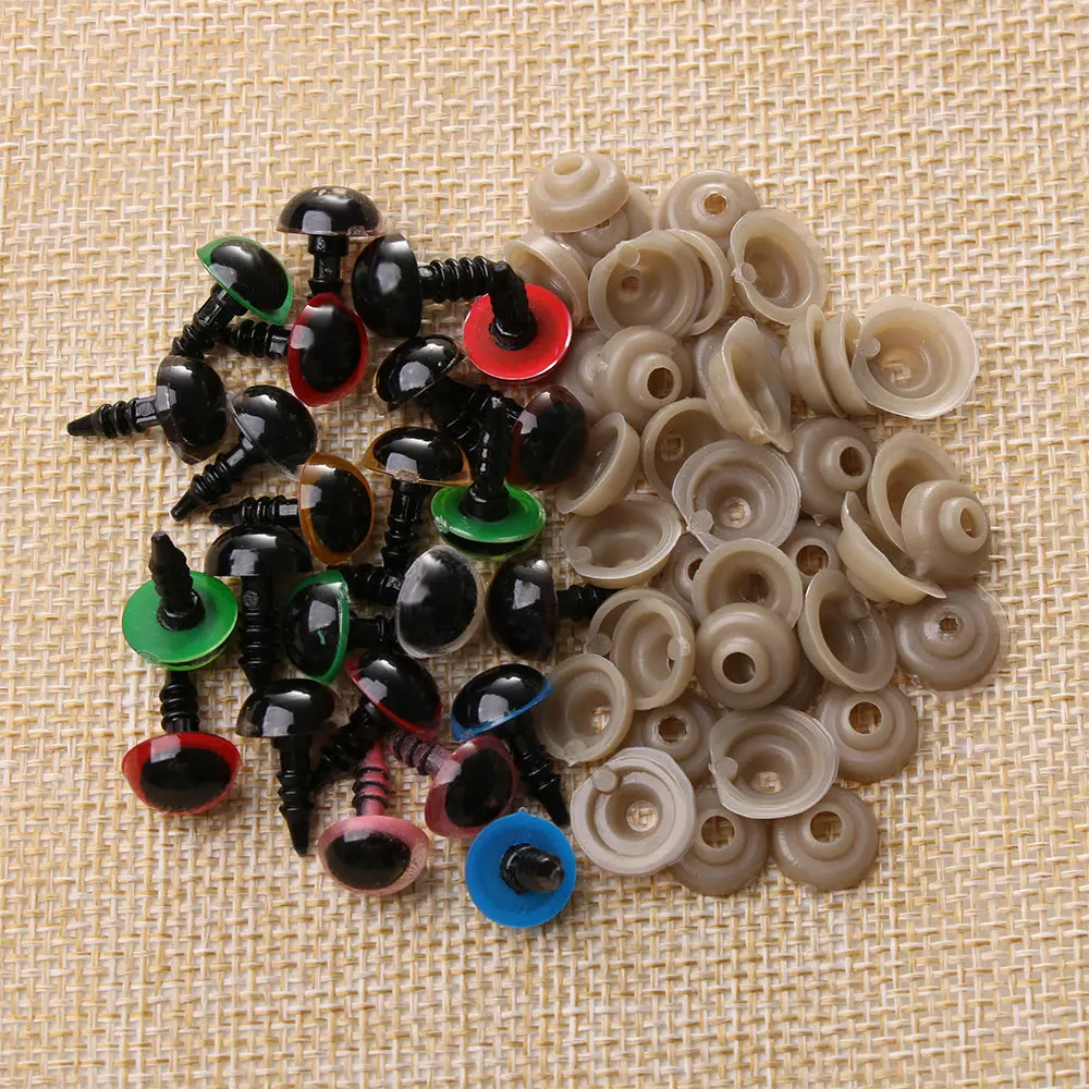 20pcs 8/10/12/14mm Mix Color Plastic Safety Eyes Crafts Animal Teddy Bear DIY Dolls Puppet Accessories Stuffed Toys with Washer