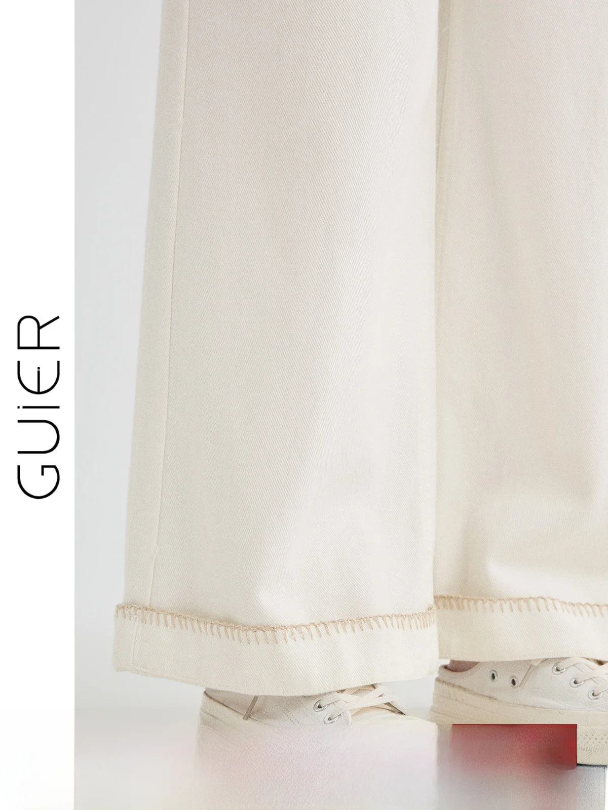 

Джинсы женские с высокой талией, прямые, с вышивкой по низу, летние, новая модель, утягивающие, широкие штанины, свободный крой от Guier