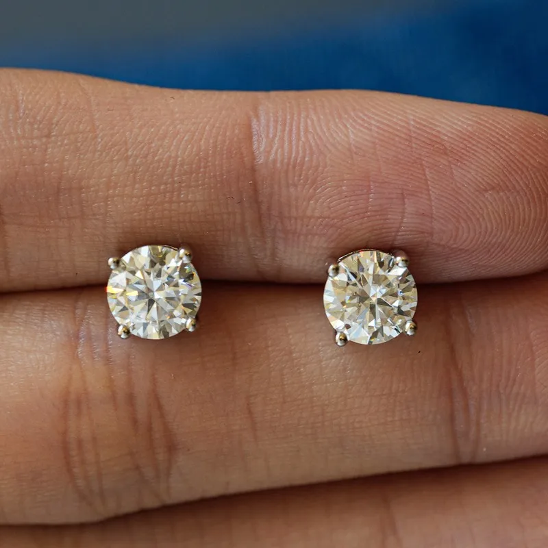 

DWJ 0.5-2CT Gold Color Moissanite Diamond Stud Earrings for Women Sparkling Classic Wedding Lab Diamond Earring Pure 925 Silver