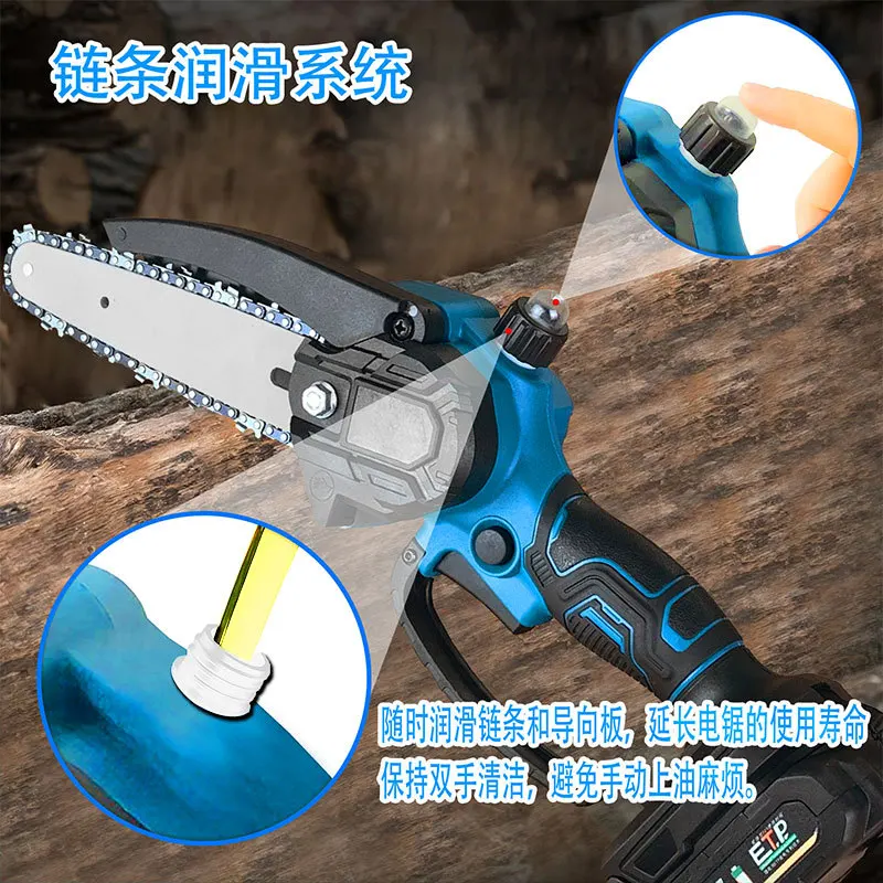 6 Inch Cordless Lithium‑ion Chainsaw, Compact Handheld Cutter for Home Logging & Wood Cutting
