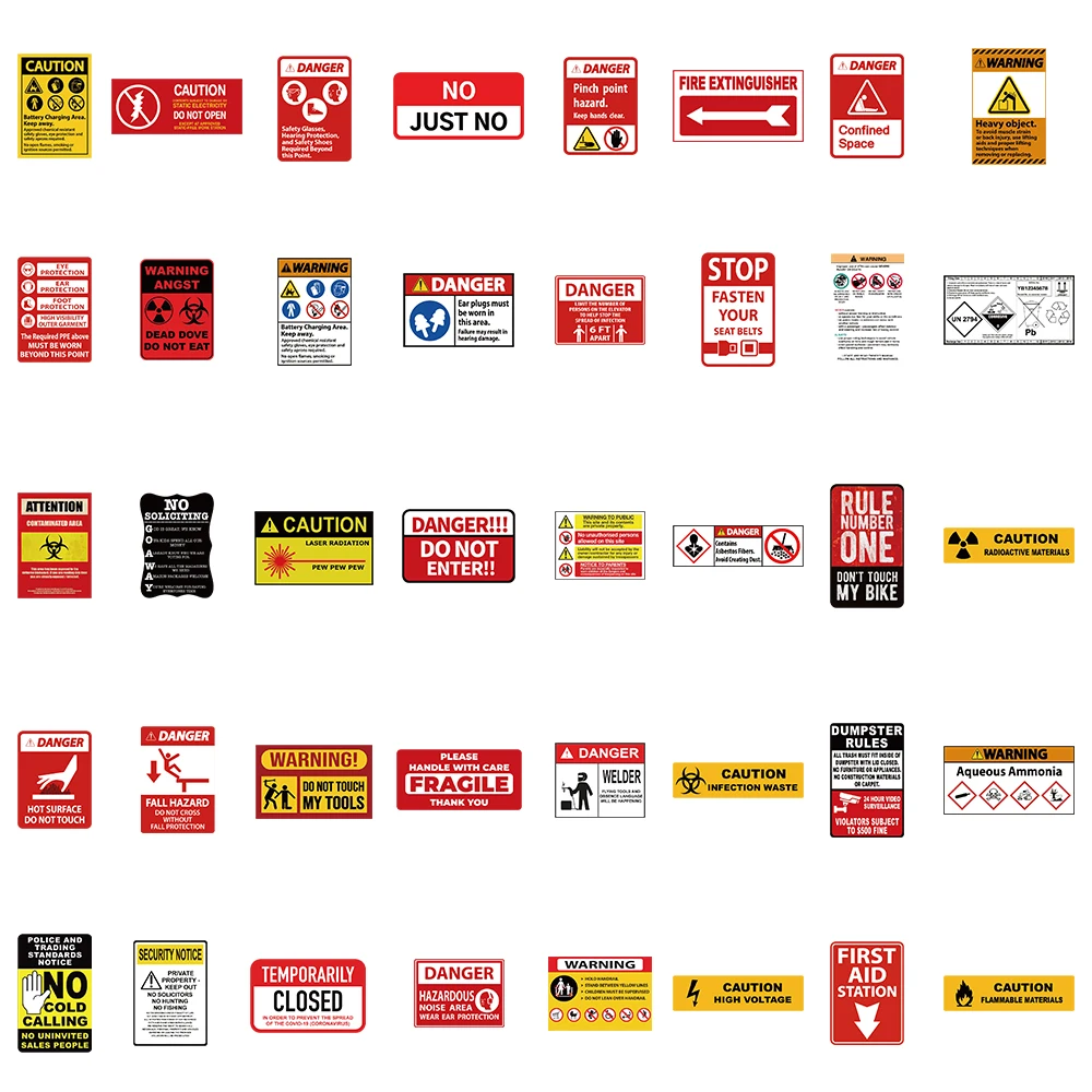 75PCS Warning Ban Sign Stickers For Diary DIY Notebook Luggage Motorcycle Laptop Refrigerator Decals Graffiti Toys