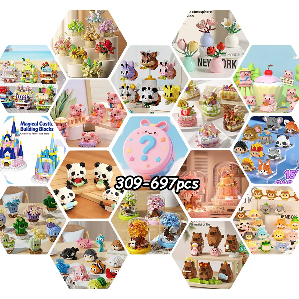 

Случайные слепочные коробки игрушек из строительных блоков, распаковка, чтобы несуть полное развлечение сборки и разблокировать маленькие соединения сборки.