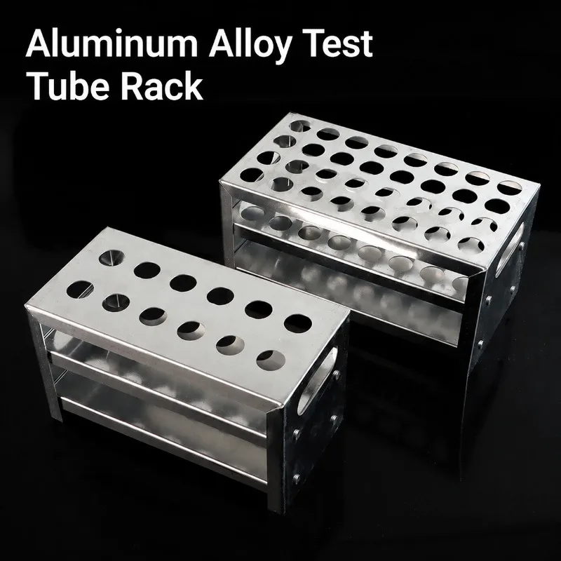 Acid‑Alkali‑Resistant Aluminum‑Alloy Test‑Tube Rack 12‑Hole 32‑Hole Structure Chemical‑Lab Teaching Instrument Stable Supply