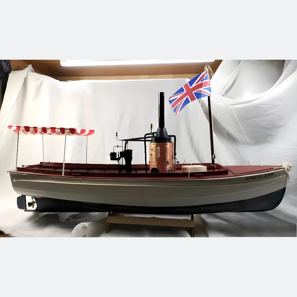 1: 12 الملكة الأفريقية باخرة RTR ثابت نموذج باخرة خشبية جمع الصف ديكور المنزل حلية الرجعية باخرة لعبة مجسمة #3
