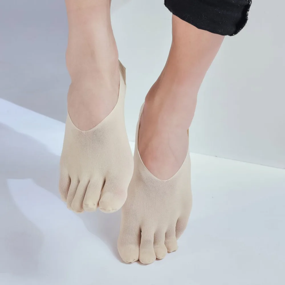 Simple Transparent Men's Five Finger Socks Hollow Short Men's Mesh Five Toes Socks Low Cut Breathable Men