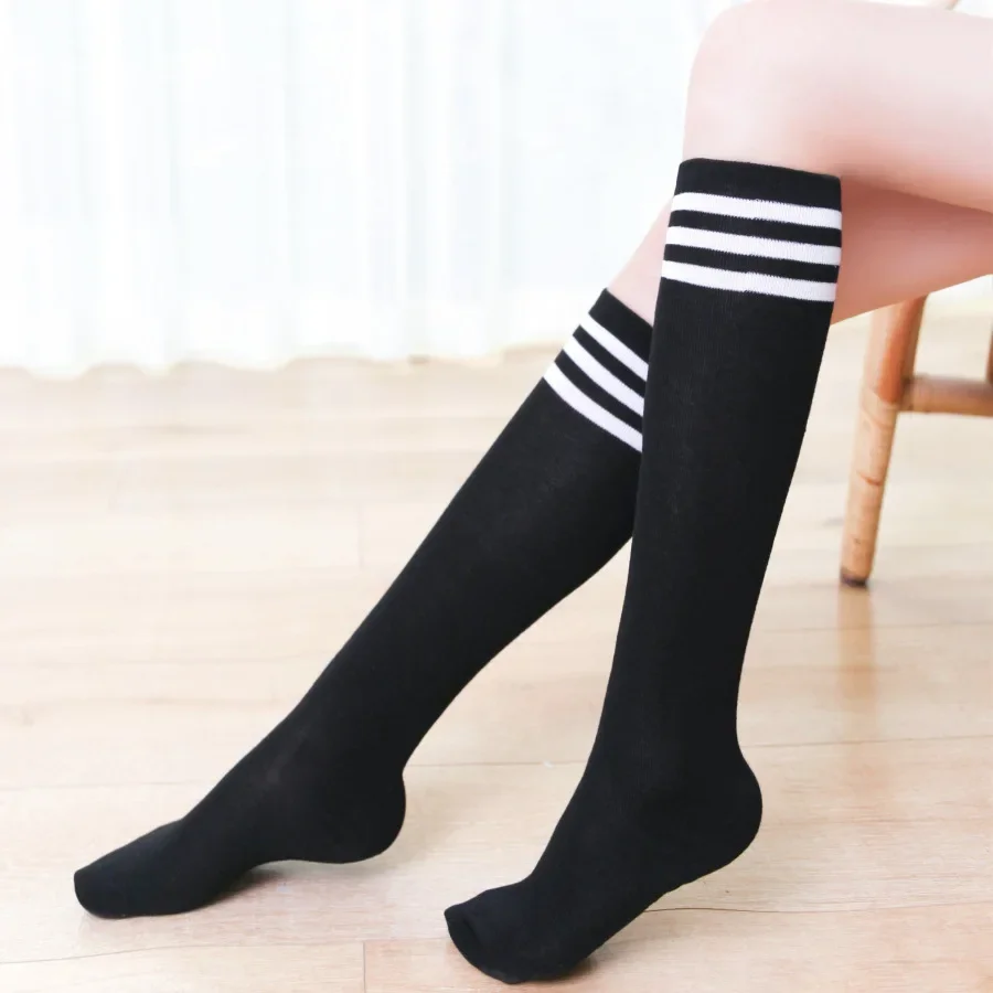 

Полосатые гольфы для женщин, милые сексуальные готические гольфы в стиле Лолиты, длинные высокие гольфы, спортивные вязаные носки