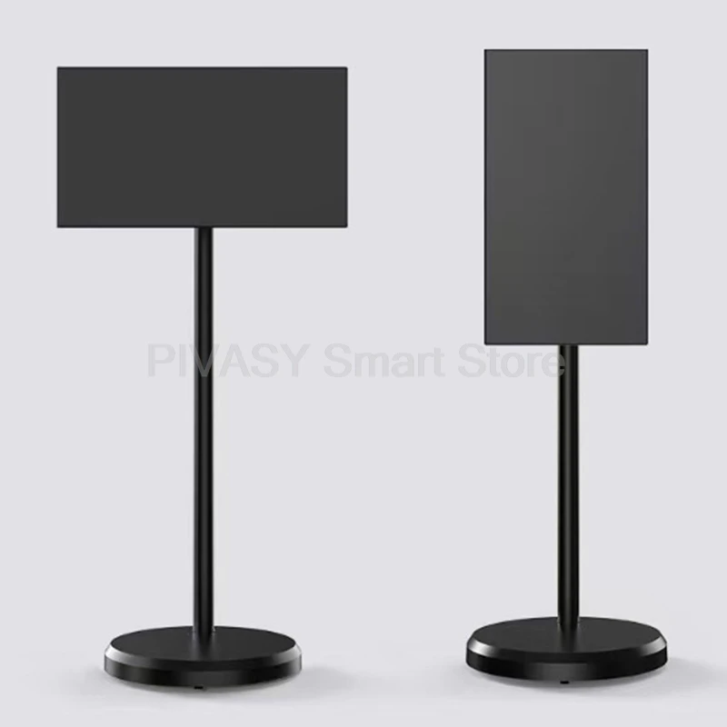 شاشة تعمل باللمس 23.8 بوصة Android Smart TV جهاز طاقة البطارية شاشة متحركة قابلة للتدوير باللون الأبيض مع حامل أرضي للعيش في الهواء الطلق