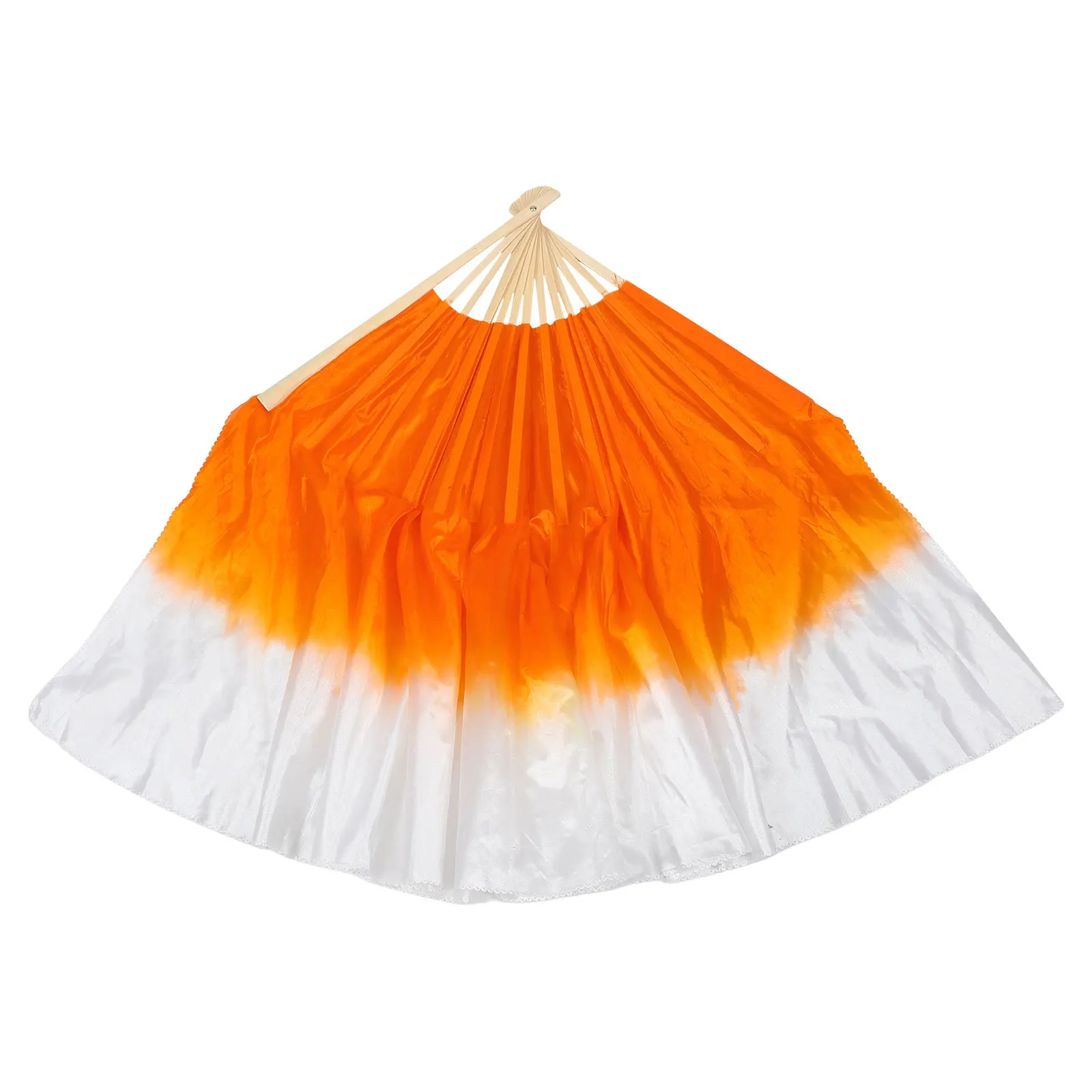 Abanico plegable de danza de seda ligero, abanico de mano duradero de fibra colorida para puesta en escena, fiesta, baile cuadrado