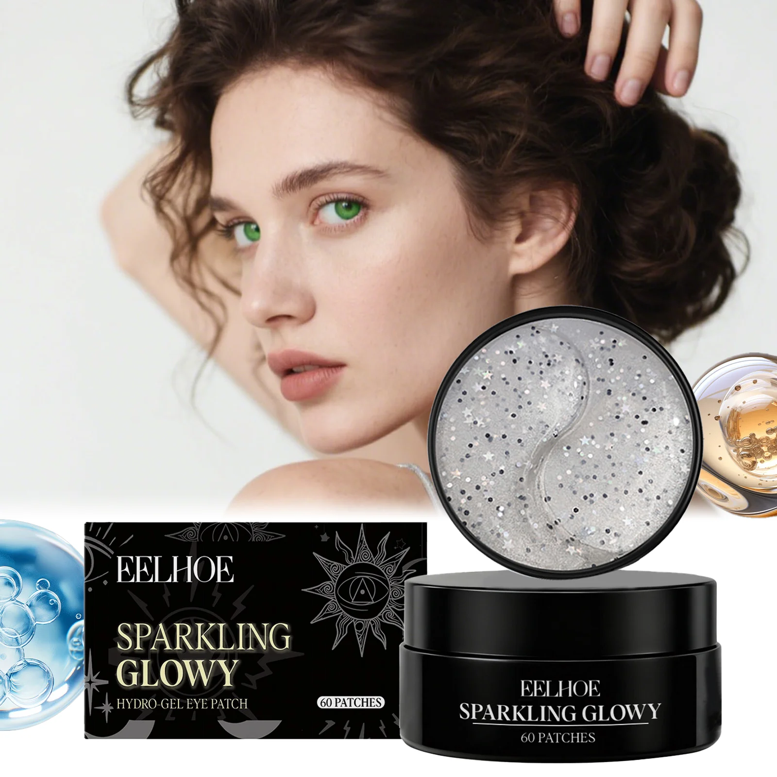 

60 Pairs Sparkling Gel Eye Patches Under Eye Mask for Hydration & Radiance Reduces Appearance of Fine Lines Overnight Treatment