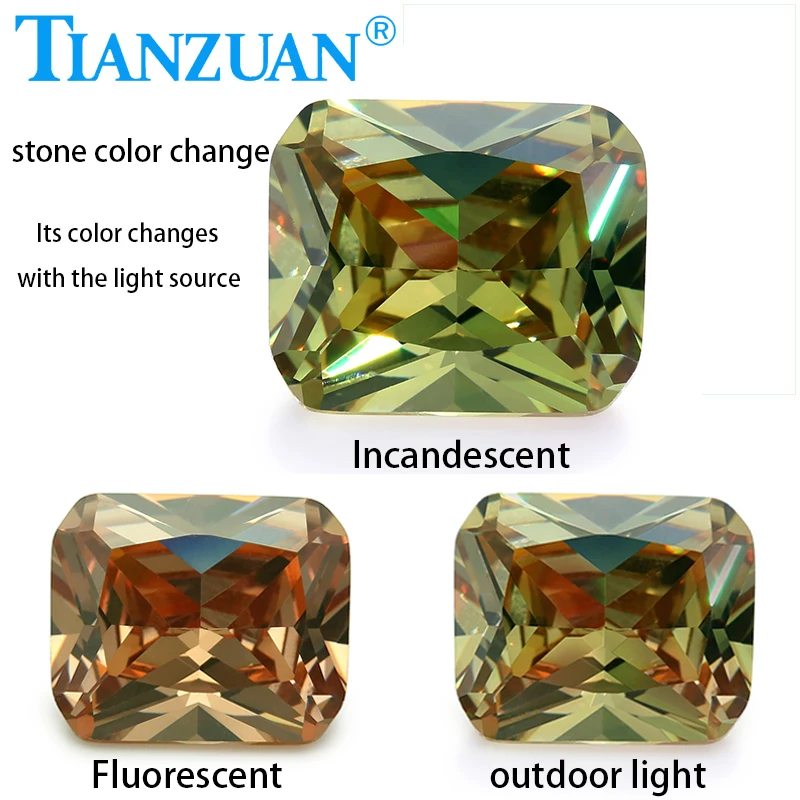 

10x12mm 10x14mm Color Change Cubic Zirconia Diaspore Rectangle Shape Diamond Cut Loose CZ Stone Synthetic Gems Beads