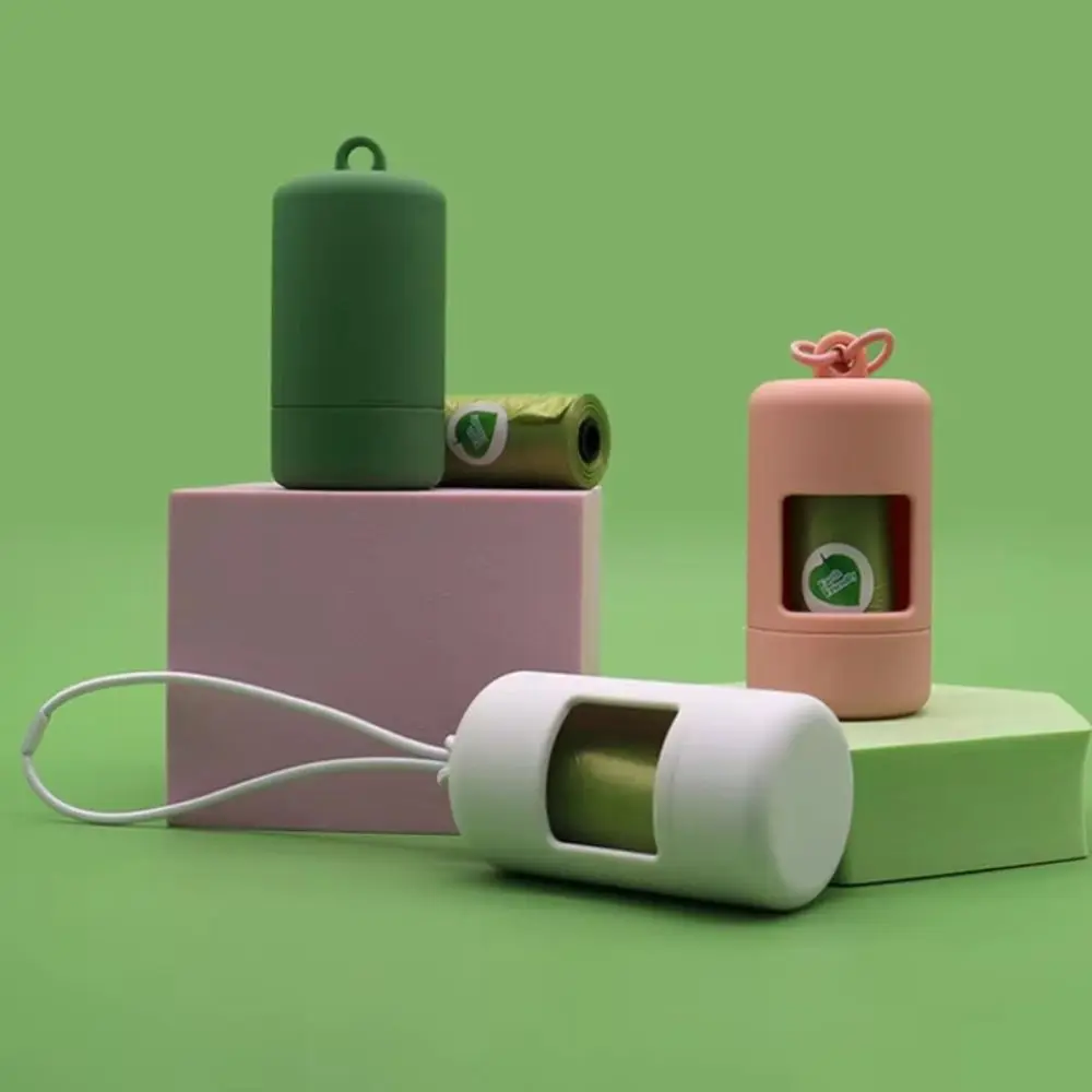 Plastic Cylinder Poop Bag Dispenser Solid Color Compact Pet Waste Carrier Easy Dispense Durable Pet Garbage Bag Dispenser
