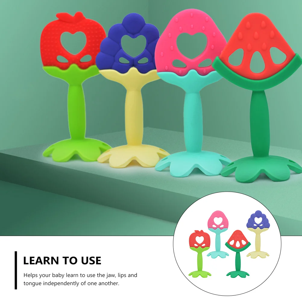 

4 шт., детские силиконовые зубы, прочный молярный стержень, шлифовальный инструмент для младенцев, молярный стержень, силиконовый прорезыватель