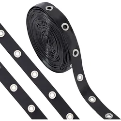 9 Yards Eyelet Tape Black Grommet Trim 0.8” Wide Imitation Leather Grommet Tape Grommet Brass Eyelet Twill Trim for Sewing