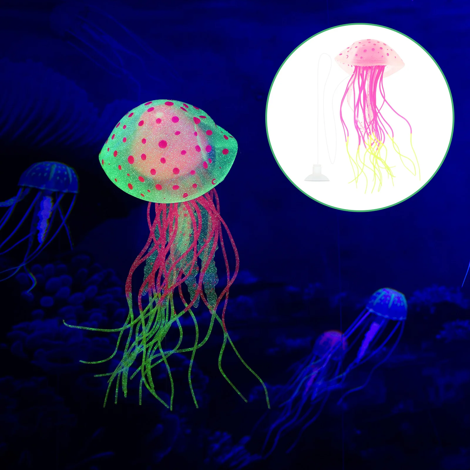 حية سيليكون قنديل البحر الاصطناعي حوض السمك الديكور واقعية خزان الأسماك زخرفة متوهجة مقاومة للاهتراء التبعي