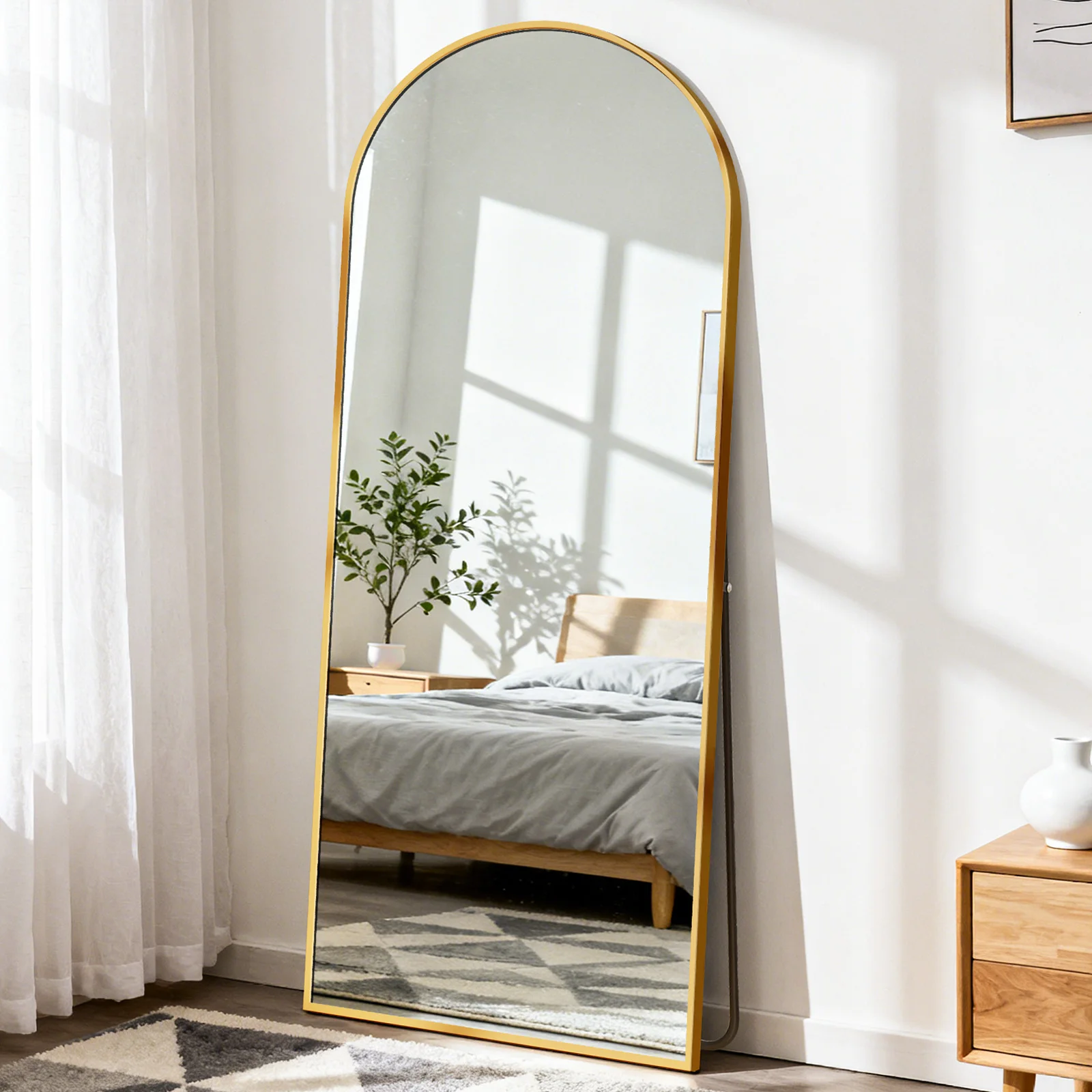 JHK 56"x21" Full Length Mirror with Aluminum Alloy Frame Leaning or Standing Full Length Mirror with Stand Floor Body Wall-Mounted Mirrors Suitable For Bedroom Bathroom