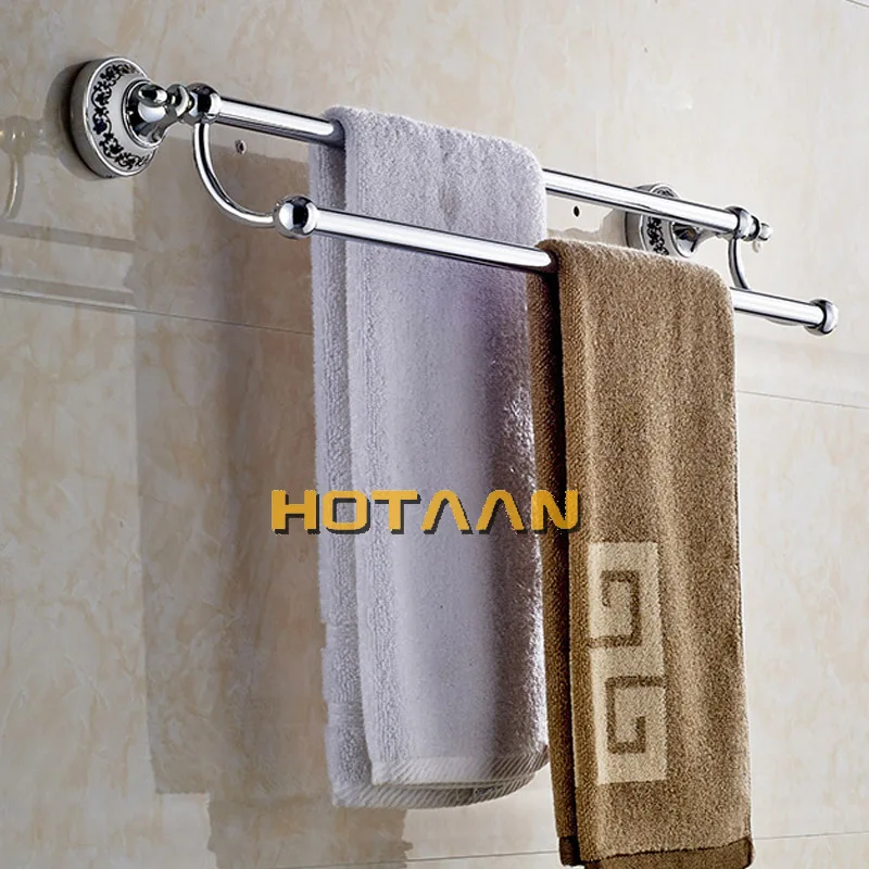 Verchroomd Wall Mounted Rvs Dubbele Handdoek Bars Badkamer Handdoek Hanger Badkamer Accessoires Handdoekenrek HYT-11898-C
