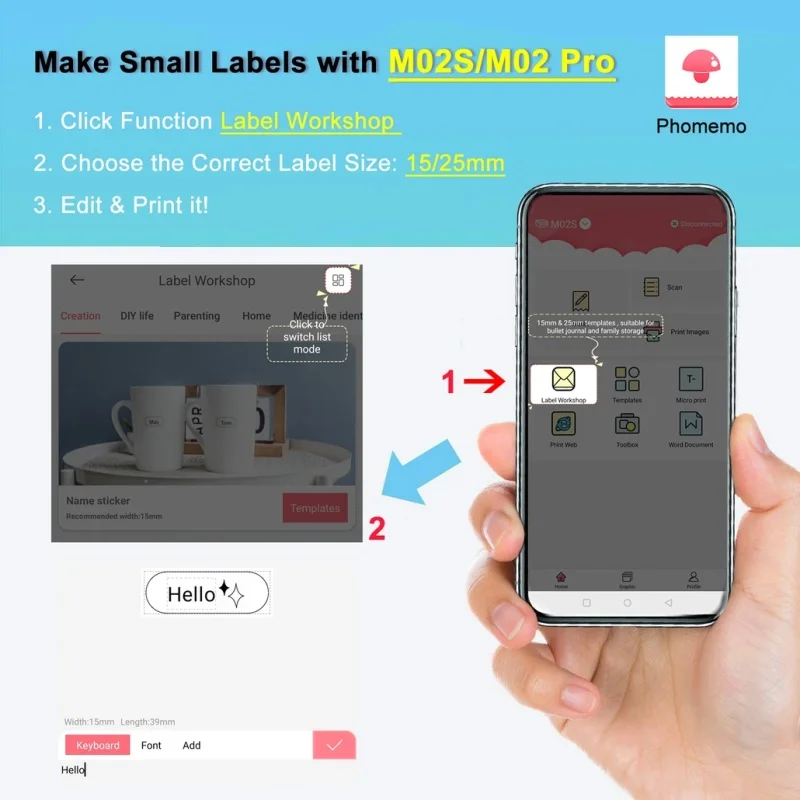 Phomemo-rollo de pegatinas térmicas adhesivas M02Pro para niños, papel de etiquetas de bricolaje para impresora Phomemo M02S M02 Pro, papel de foto
