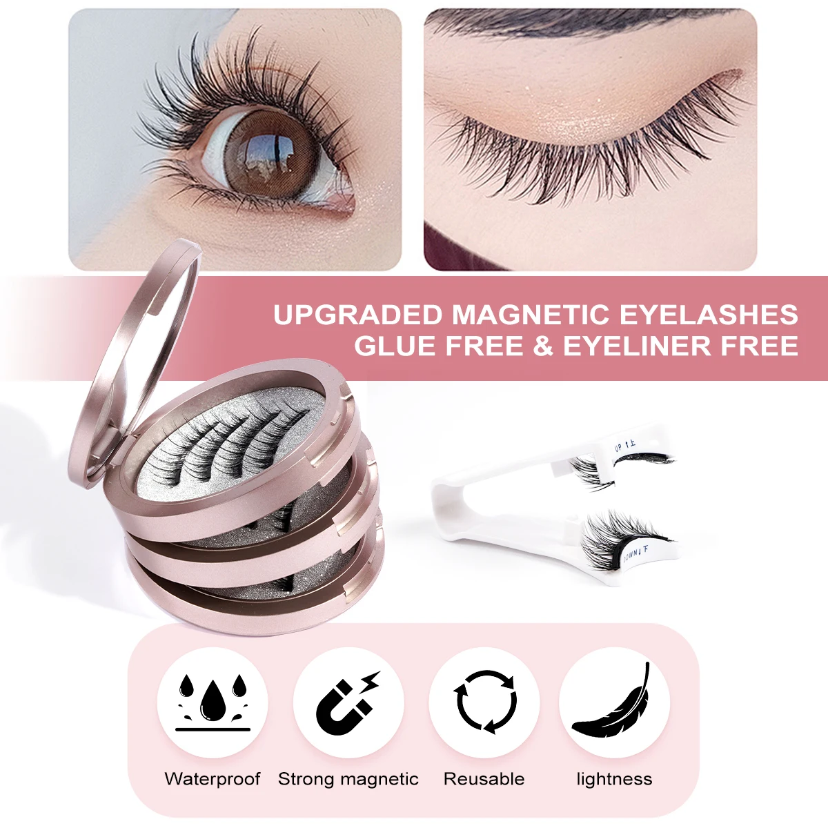 MAGEFY 3 Pary Magnetycznych Rzęs z Aplikatorem Bez Kleju Wielokrotnego Użytku Magnetyczne Rzęsy Różne Style Naturalne Anime Magnetyczne Rzęsy