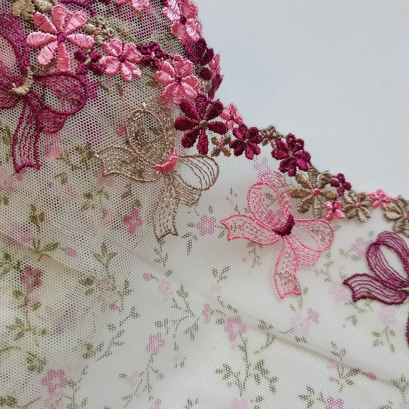 2Yards Embroidery Lace Fabric Bows Floral Lace Trims Garment Clothing Accessories Garters Sewing DIY Craft