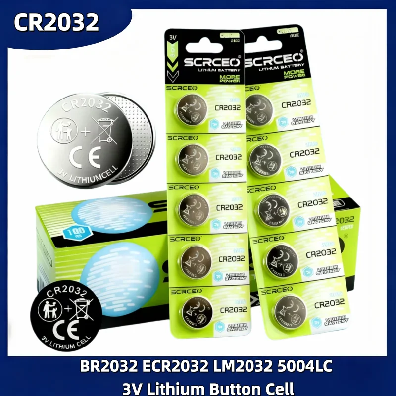 

10-100PCS 3V CR2032 Lithium Button Cell Batteries BR2032 ECR2032 LM2032 5004LC for Watch Toy Clock Remote Control Car Game