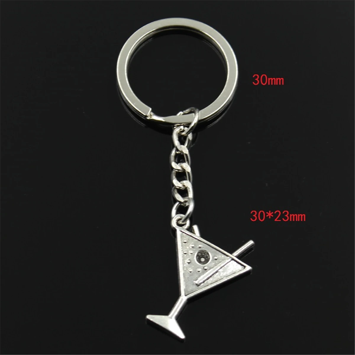 Fashion Keychain 30x23mm Beach Cold Drink Champagne Silver Color Pendants DIY Men Car Key Chain Ring Holder Souvenir For Gift