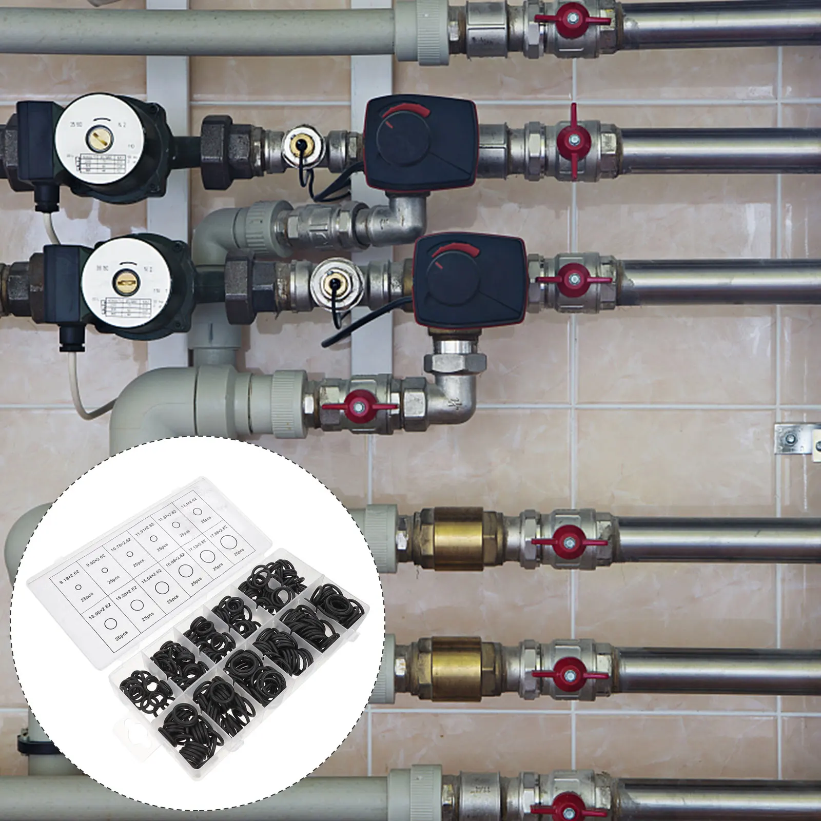 

300pcs Sealing Rings O Ring Kit Rubber Various Sizes Storage Box Size Table Bearings Pumps Water Pipes Valves Appliances Hose