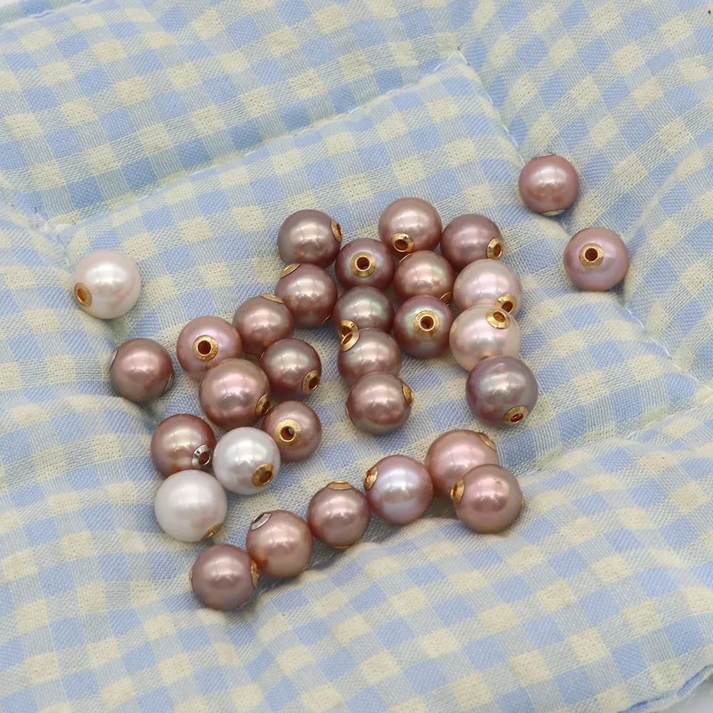 8-9mm Fashion Natural Freshwater Pearl Polished Round Loose Pearls for DIY Necklace Jewelry Accessories Materials Random