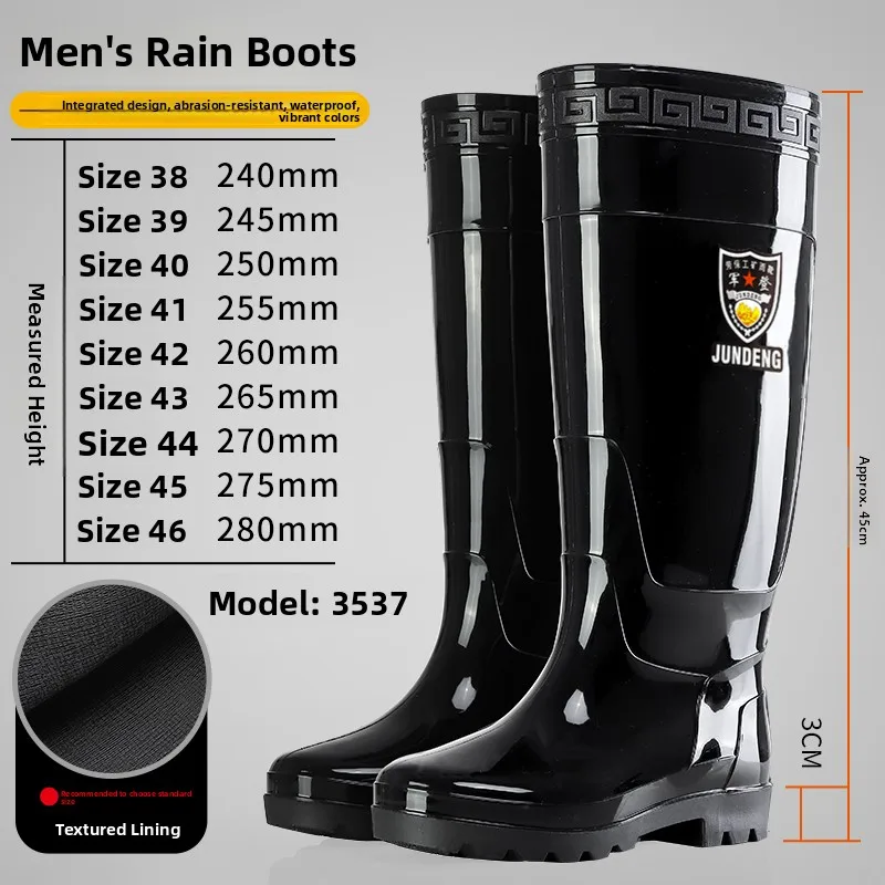 

Thickened Men's Plastic Rain Boots Waterproof Wear-resistant Construction Site Work Boots All-Season High-Tube Rubber Shoes