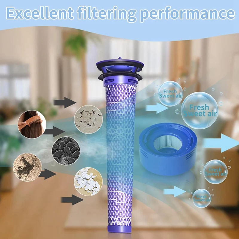 Pre-Filters Post HEPA Filters Replacement For Dyson V7 V8 Animal And Absolute Cordless Vacuum Part 965661-01 And 967478-01