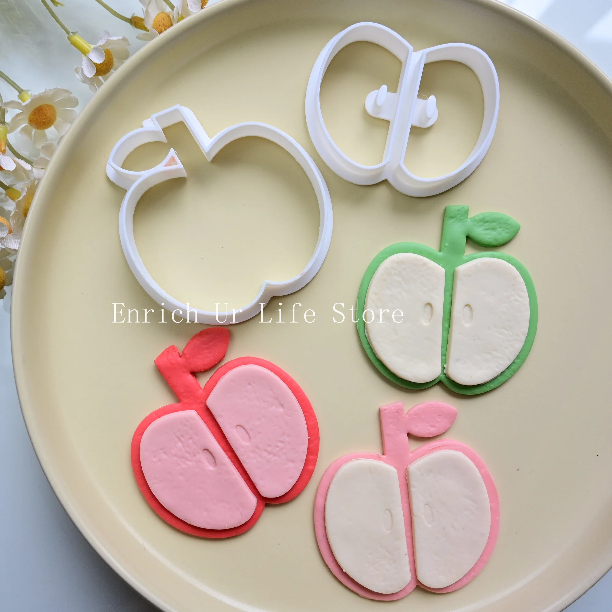 Cortadores de Galletas de Manzana, Molde para Galletas 3D, Molde para Galletas de Manzana Navideñas, Sello para Galletas, Decoración para Fiestas de Navidad y Año Nuevo, Herramientas para Hornear
