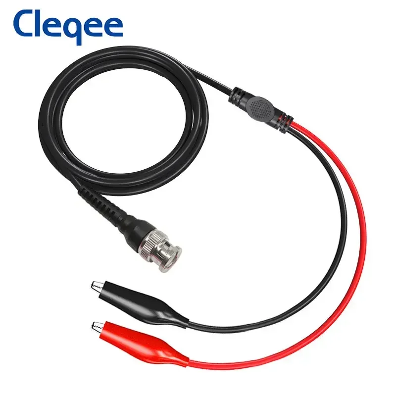 Cleqee P1011 BNC Male to Dual Alligator Clips Test Lead Q9 Male Plug Oscilloscope Test Probe Oscilloscope Cable 110cm