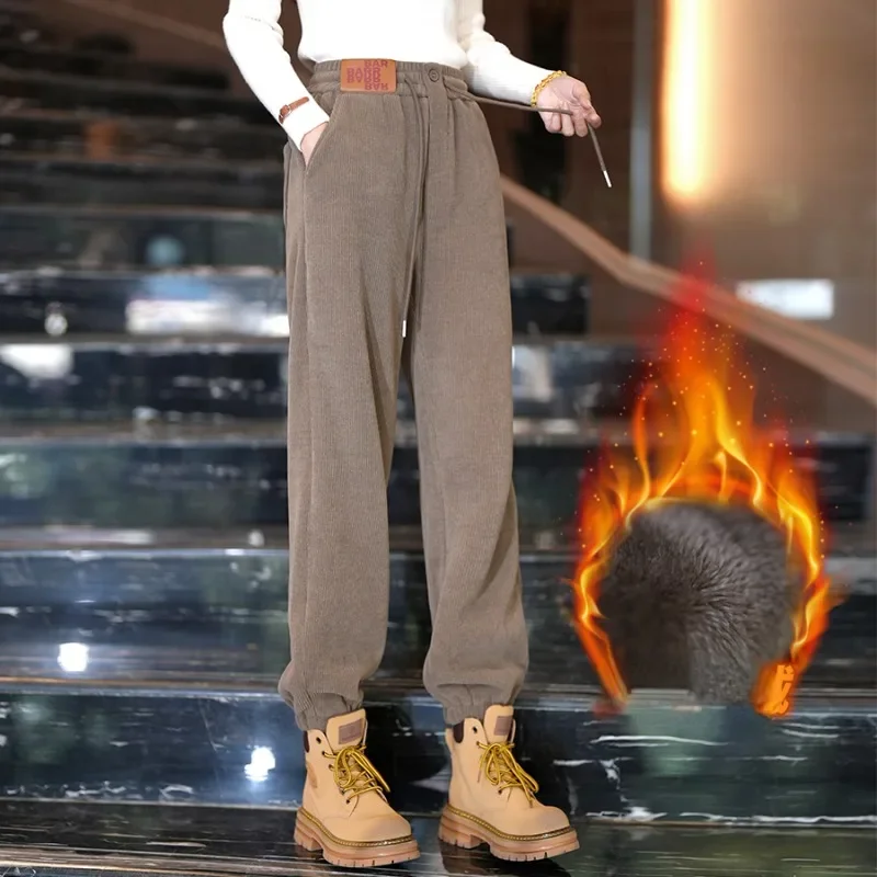 

Plush sweatpants for women winter baggy casual high waisted slimming Harlan pants thickened pants women clothing