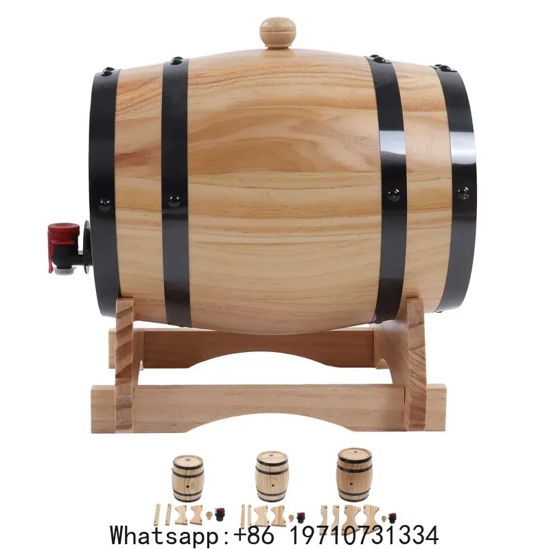 1/3/5L Wine Barrel Self Brewed Wine Pine Aging Barrels Wooden Beer Barrels for Bar Catering Barbecue Shop Home Kitchen Accessory