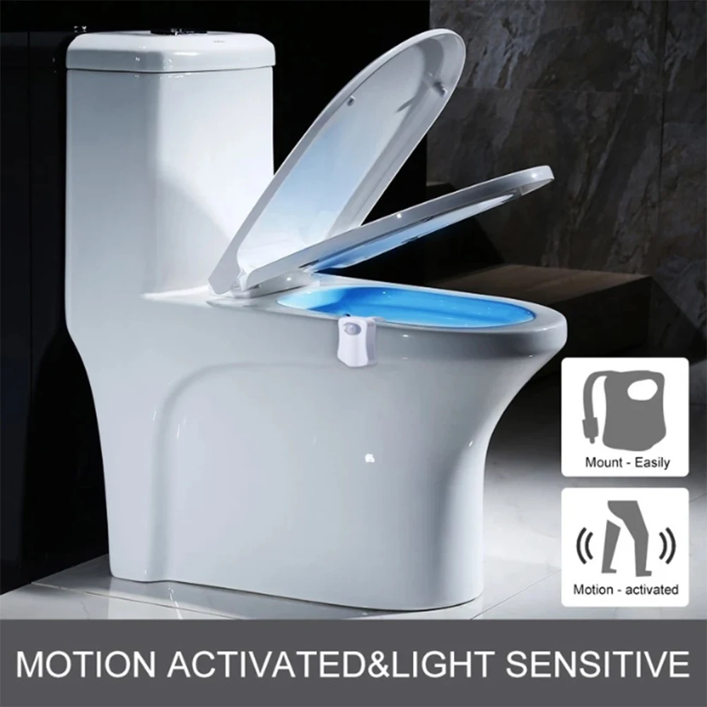 LED Toilet Seat Night Light 8/16 Colors Waterproof Smart PIR Motion Sensor Lamp Creative Colorful WC Night Lighting