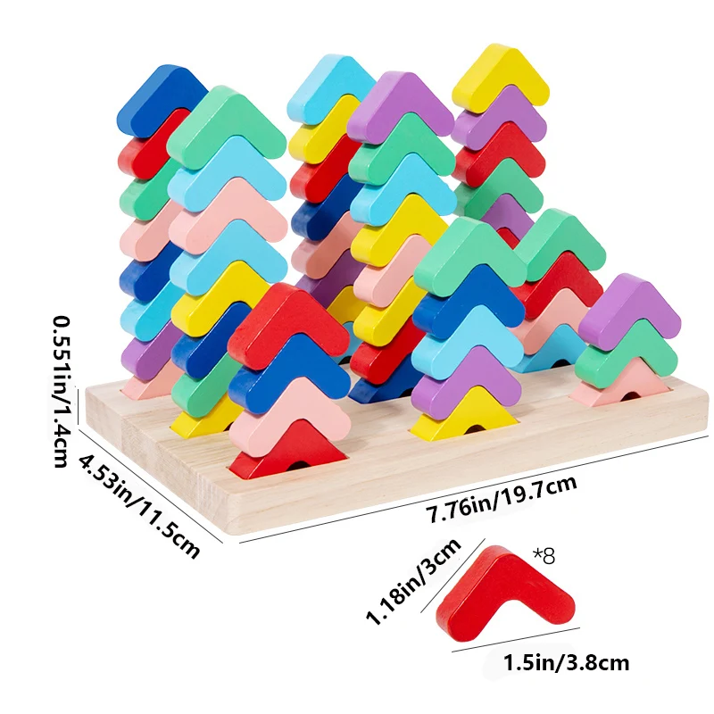 مكعبات بناء خشبية ملونة على شكل حرف V، لعبة الألوان الخلفية في مكان، لعبة الاقتران بالألوان، لعبة الإدراك بالألوان للأطفال #6