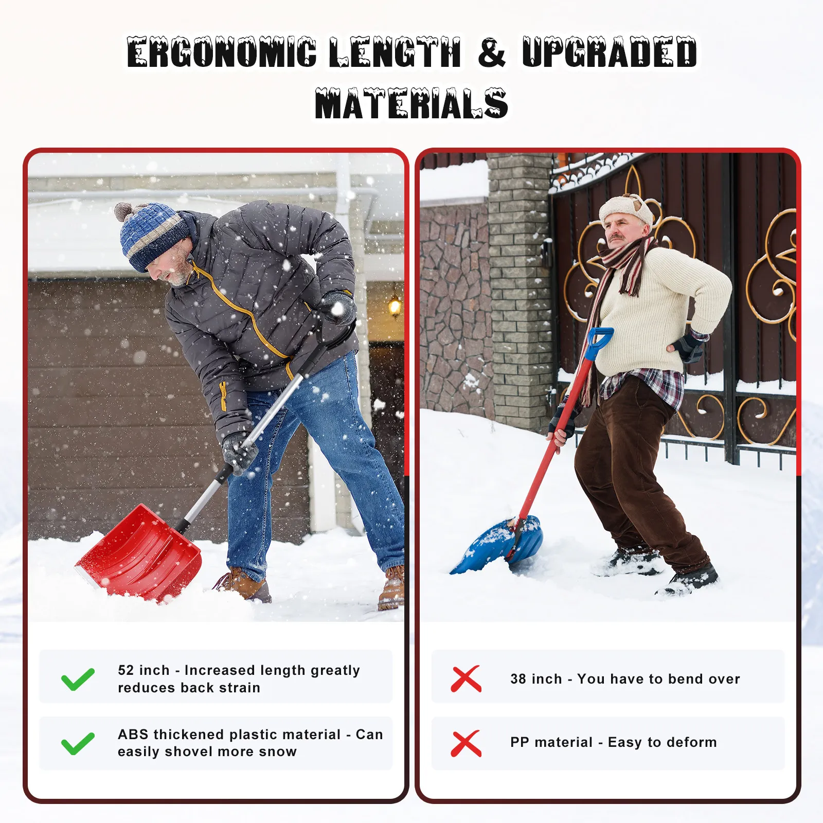 Heavy Duty Snow Shovel Large Capacity Wear Resistant Surface Ice Scraper for Car Truck Off Road Winter Survival Kit