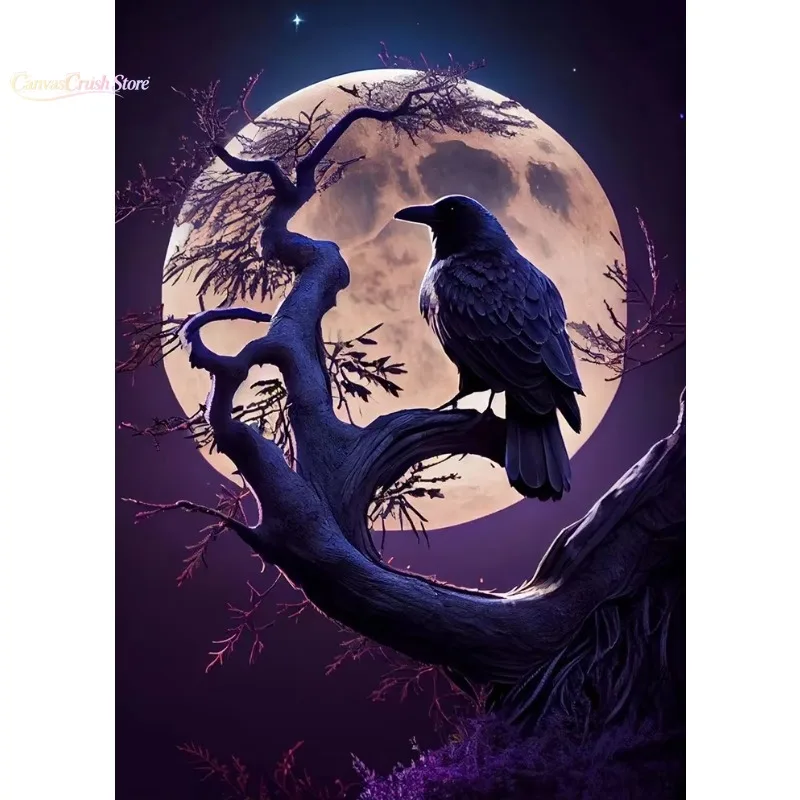 Gothic Home Decor Dark Academy Skull Raven Poster Print For Living Room Horror Art Crow And Full Moon Canvas Painting Wall 2026