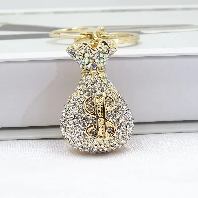 3D Dollar Bag Shaped Women\'s Bag  Accessories Rhinestone Key Chain Fashion Pendants Party Favors Car Keys Decoration Accessory