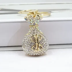 3D Dollar Bag Shaped Women's Bag Accessories Rhinestone Key Chain Fashion Pendants Party Favors Car Keys Decoration Accessory
