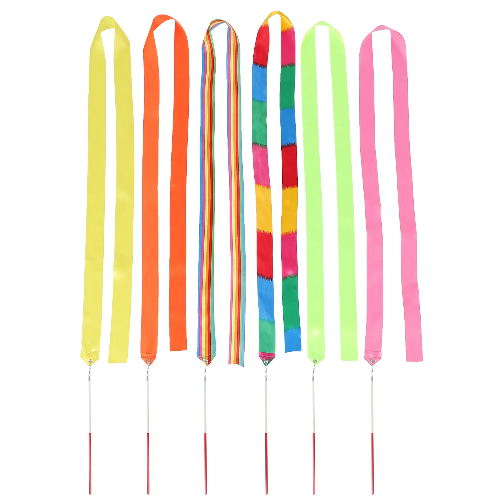 

6 Pcs 2 Meters Ribbon Colored Dance Dancing Streamers Ribbons Gymnastics for Dancer Girl Kids