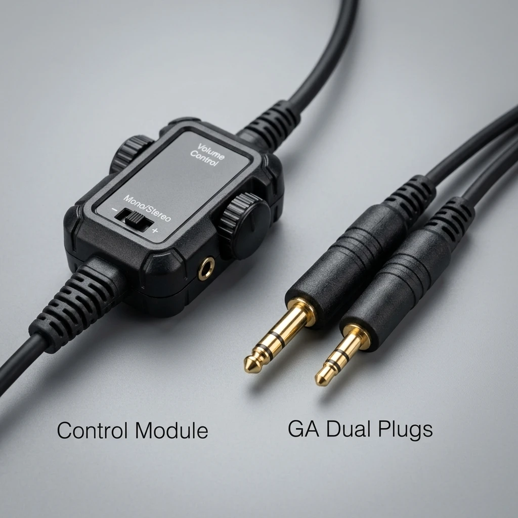 Custom Logo General Aviation Headset GA Dual Plugs Pilot Headset With 3.5mm Jack Noise Canceling Aviation Communication Headset