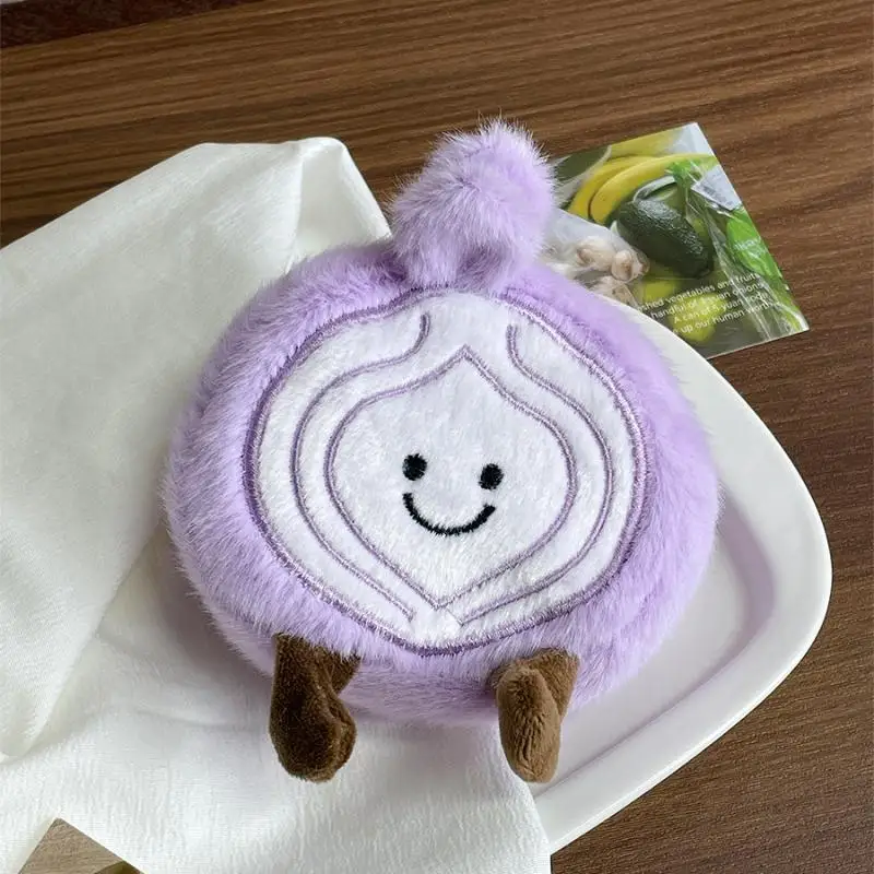 Lindo cebolla de peluche monedero colgante llavero Kawaii dibujos animados simulación creativa cebolla bolsa de almacenamiento varios dijes cartera