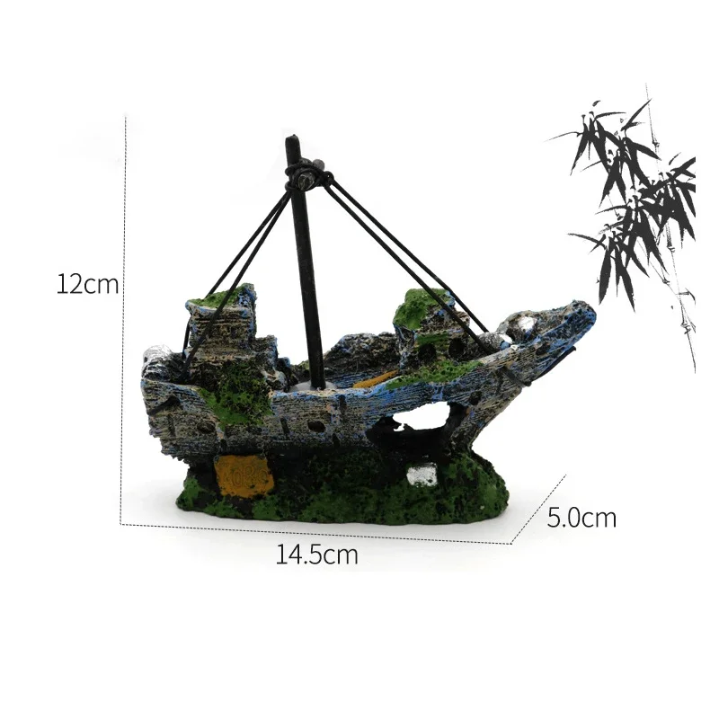 1PC Pirate Wreck Ship Decor Boat Ornament Accessories Decoration Corsair Aquarium Fish Tank Landscape Landscaping Decorations