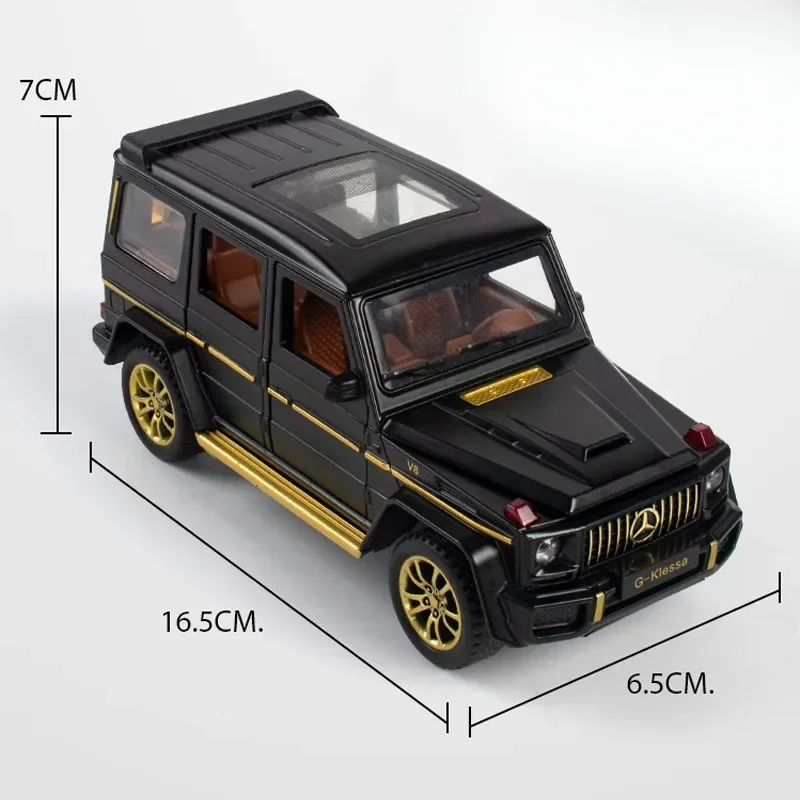 Modelo de coche todoterreno Benz G63 y Police, vehículo de juguete fundido a presión de aleación, sonido y luz, regalo para niños, decoración del hogar coleccionable, 1:32